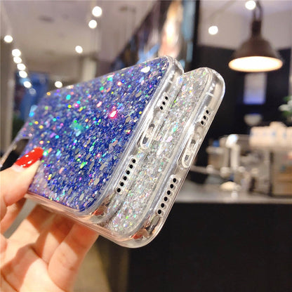 Anymob iPhone Case Purple Glitter Sequins Epoxy Soft Silicon Back Cover-Mobile Phone Cases-PEROZ Accessories