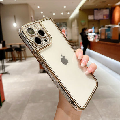 Anymob iPhone Case Pink Plating Soft TPU Diamond Glitter Lens Protection Cover-Mobile Phone Cases-PEROZ Accessories