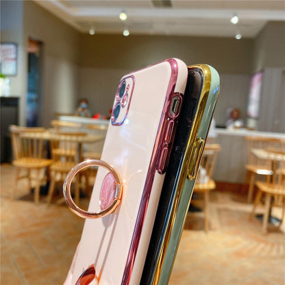Anymob iPhone Case Blue Electroplating Ring Holder Soft Phone Cover Protection-Mobile Phone Cases-PEROZ Accessories