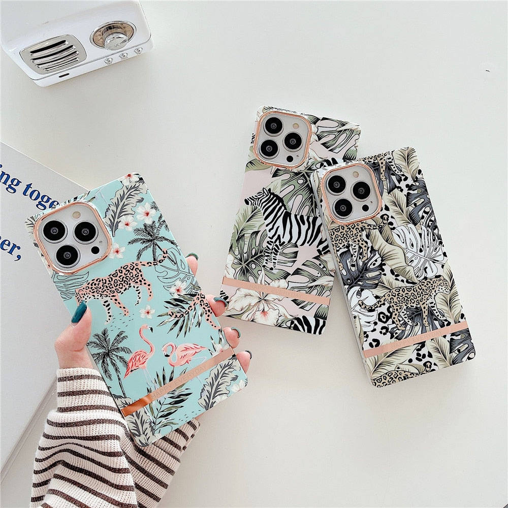 Anymob iPhone Green Leaf Electroplated Vintage Case Soft Silicone Shockproof Phone Cover-Mobile Phone Cases-PEROZ Accessories