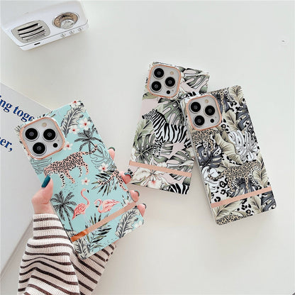 Anymob iPhone Green Leaf Electroplated Vintage Case Soft Silicone Shockproof Phone Cover-Mobile Phone Cases-PEROZ Accessories