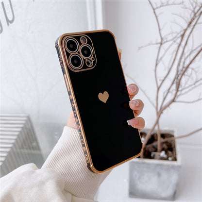 Anymob iPhone Case White Plating Love Heart Pattern Soft Silicon Phone Cover-Mobile Phone Cases-PEROZ Accessories