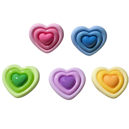Anykidz Jibbitz Concentric Texture Heart 5pcs Heart Shape Shoe Charm Accessories Jeans Clogs Pendants Designer Ornament for Crocs-Shoe Accessories-PEROZ Accessories