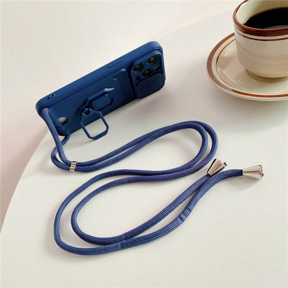 Anymob iPhone Orange Magnetic Card Holder Lanyard Cord Phone Case Lens Protection Back Cover-Mobile Phone Cases-PEROZ Accessories