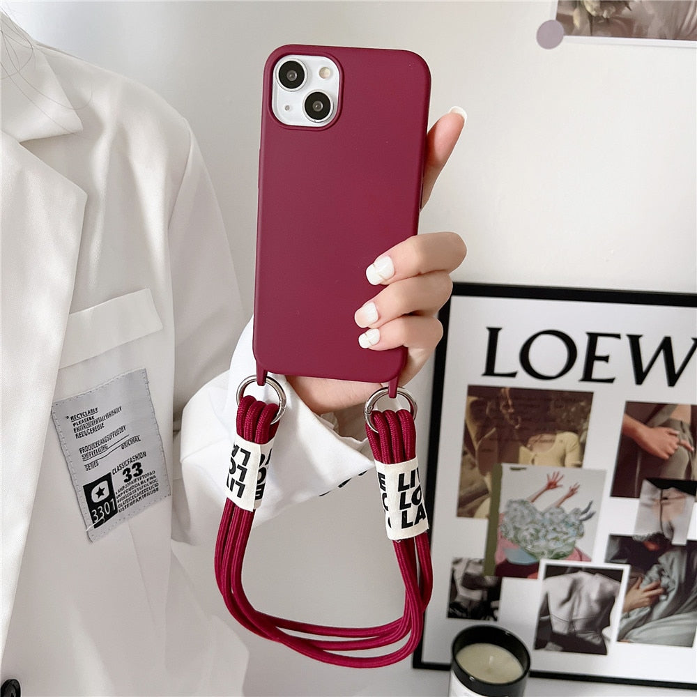 Anymob iPhone Case Brown Simple Wrist Lanyard Strap Cord Lanyard Soft Silicone Cover-Mobile Phone Cases-PEROZ Accessories