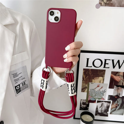 Anymob iPhone Case Brown Simple Wrist Lanyard Strap Cord Lanyard Soft Silicone Cover-Mobile Phone Cases-PEROZ Accessories