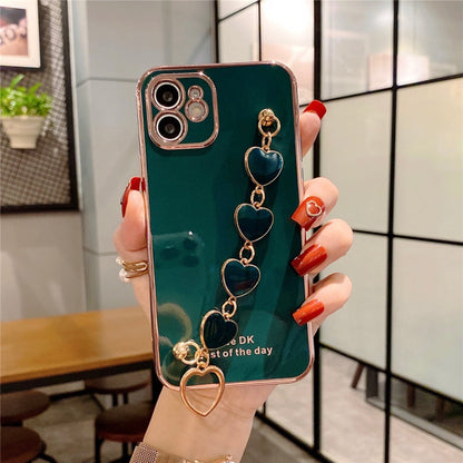 Anymob iPhone Yellow GreenLove Heart Bracelet Chain Soft Case Plating Phone Cover-Mobile Phone Cases-PEROZ Accessories