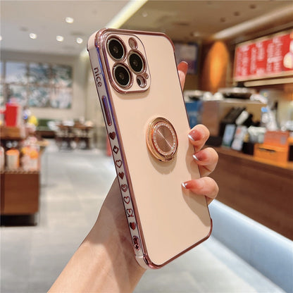 Anymob iPhone Case White Soft Electroplated Stand Ring Bumper Silicon Back Cover-Mobile Phone Cases-PEROZ Accessories
