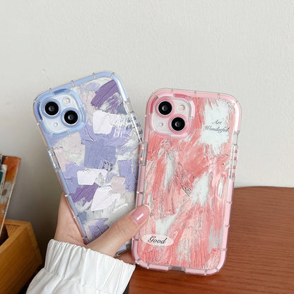 Anymob iPhone Gray Graffiti Oil Painting Phone Case Luminous Shockproof Soft Cover-Mobile Phone Cases-PEROZ Accessories