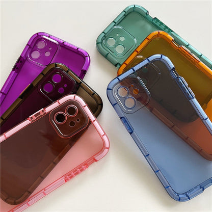 Anymob iPhone Case Brown Transparent Luminous Shockproof Soft Silicone Air Buffer Mobile Cover iPhone 11 12 13 Pro Max 13Pro X XR XS Compatible-Mobile Phone Cases-PEROZ Accessories