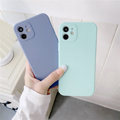 Anymob iPhone Case Light Purple Candy Color Straight Edge Soft Silicone Cover-Mobile Phone Cases-PEROZ Accessories