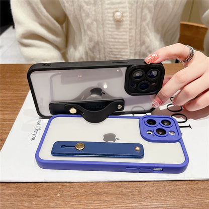 Anymob iPhone Case Purple Transparent Solid Color Wrist Band Lens Protection Soft Cover Bumper-Mobile Phone Cases-PEROZ Accessories