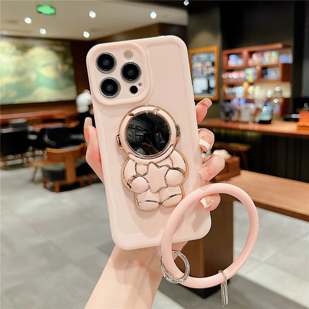 Anymob iPhone White Hand Ring Loop Soft Case Astronaut Folding Stand Holder Cover-Mobile Phone Cases-PEROZ Accessories