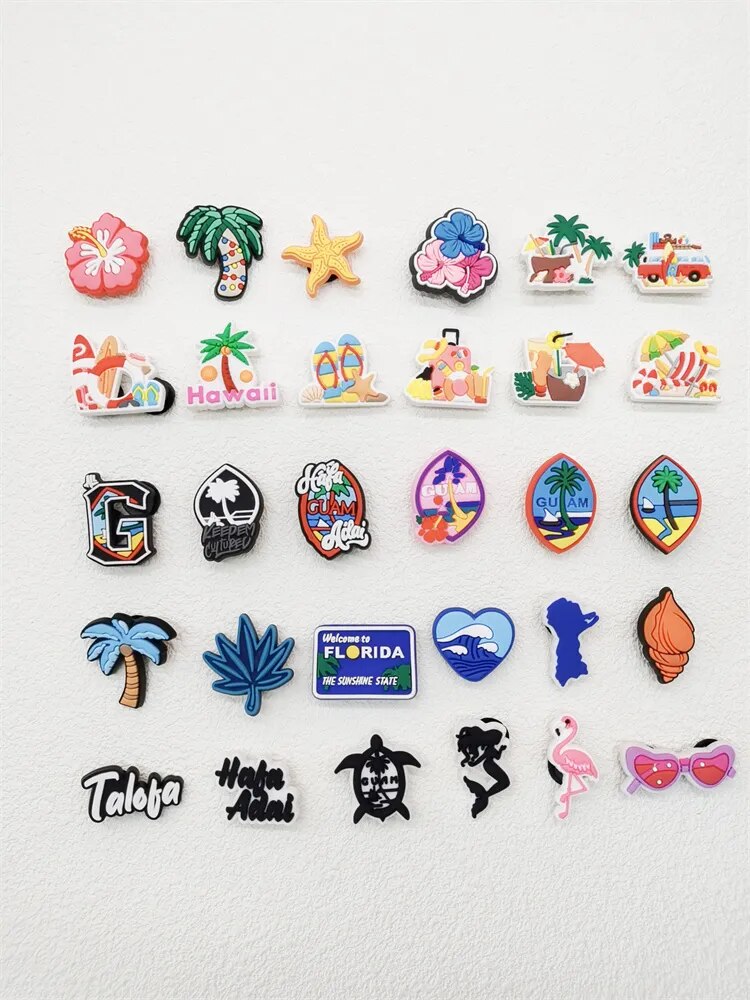 Anykidz 30Pcs Colorful Beach Holiday Shoe Charm Accessories Jeans Clogs Pendants Designer Ornament Jibbitz for Crocs-Shoe Accessories-PEROZ Accessories