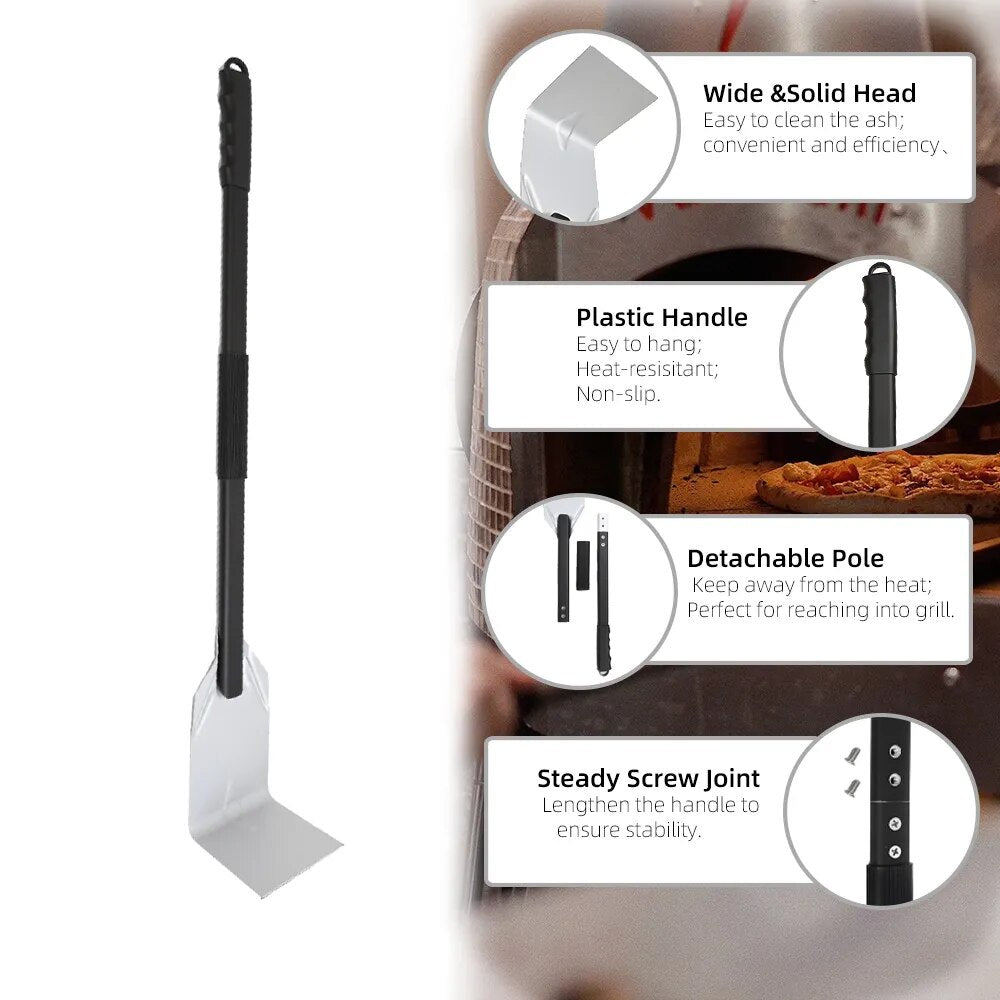 AnyGleam Silver 81cm Medium Aluminum Ash Rake and Coal Mixing Pizza Tool Accessories-Pizza Makers &amp; Ovens-PEROZ Accessories