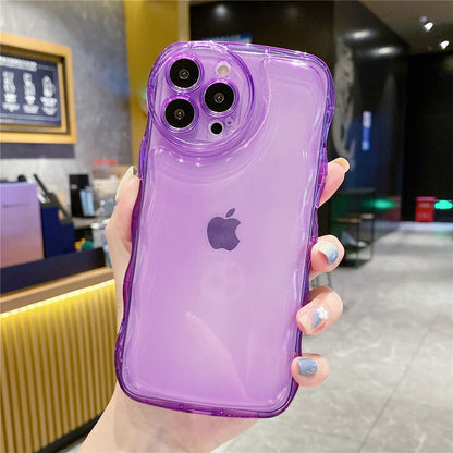 Anymob iPhone Teal Transparent Fluorescent Curly Wave Case Shockproof Silicone Cover-Mobile Phone Cases-PEROZ Accessories