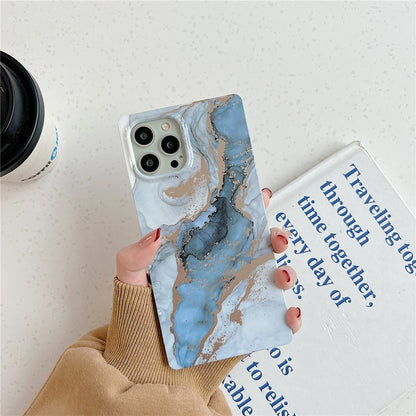 Anymob iPhone Gray Square Marble Phone Case Soft Silicone Shockproof Back Cover-Mobile Phone Cases-PEROZ Accessories