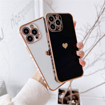 Anymob iPhone Case White Plating Love Heart Pattern Soft Silicon Phone Cover-Mobile Phone Cases-PEROZ Accessories