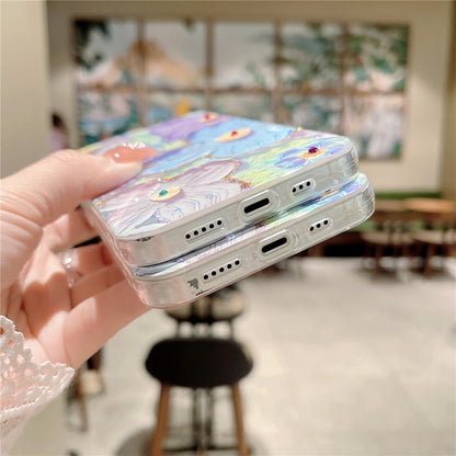 Anymob iPhone Case Flower Aesthetic Oil Painting Flowers Silicone Shockproof Soft Cover-Mobile Phone Cases-PEROZ Accessories