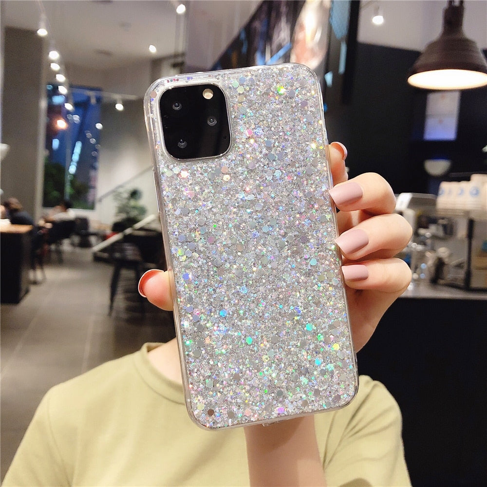 Anymob iPhone Case Purple Glitter Sequins Epoxy Soft Silicon Back Cover-Mobile Phone Cases-PEROZ Accessories