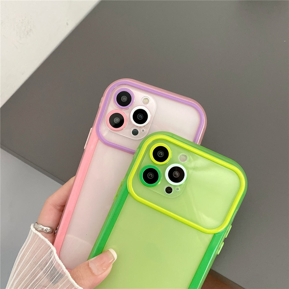 Anymob iPhone Case Black Colorful Bumper Clear Soft Silicone Transparent Lens Protection Cover-Mobile Phone Cases-PEROZ Accessories