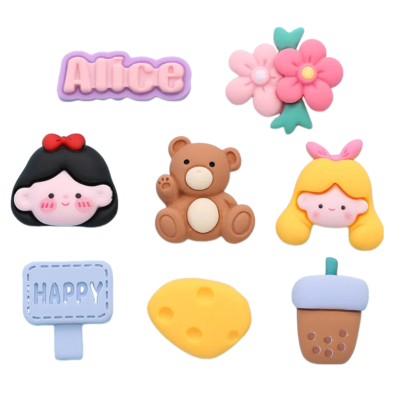 Anykidz Jibbitz Alice Little Girl 8pcs Shoe Charm Accessories Jeans Clogs Pendants Designer Ornament for Crocs-Shoe Accessories-PEROZ Accessories