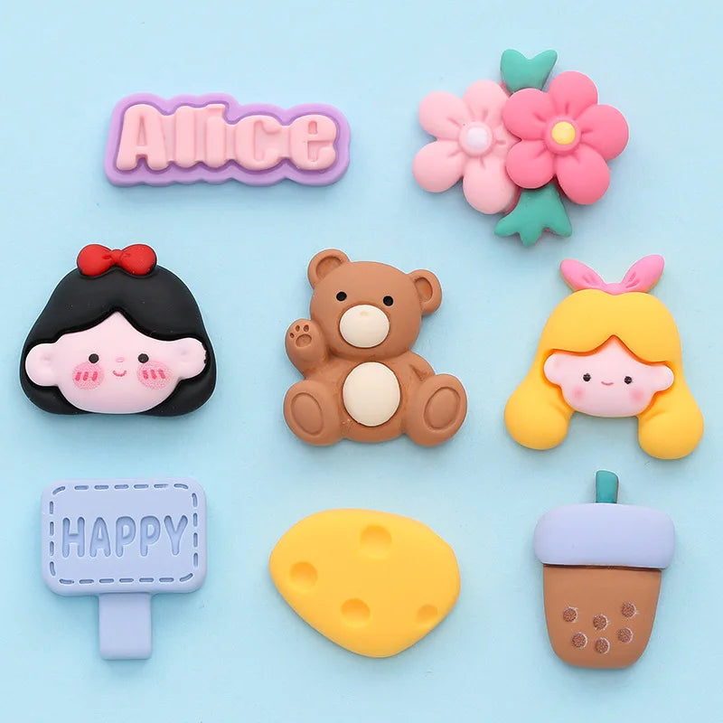 Anykidz Jibbitz Alice Little Girl 8pcs Shoe Charm Accessories Jeans Clogs Pendants Designer Ornament for Crocs-Shoe Accessories-PEROZ Accessories