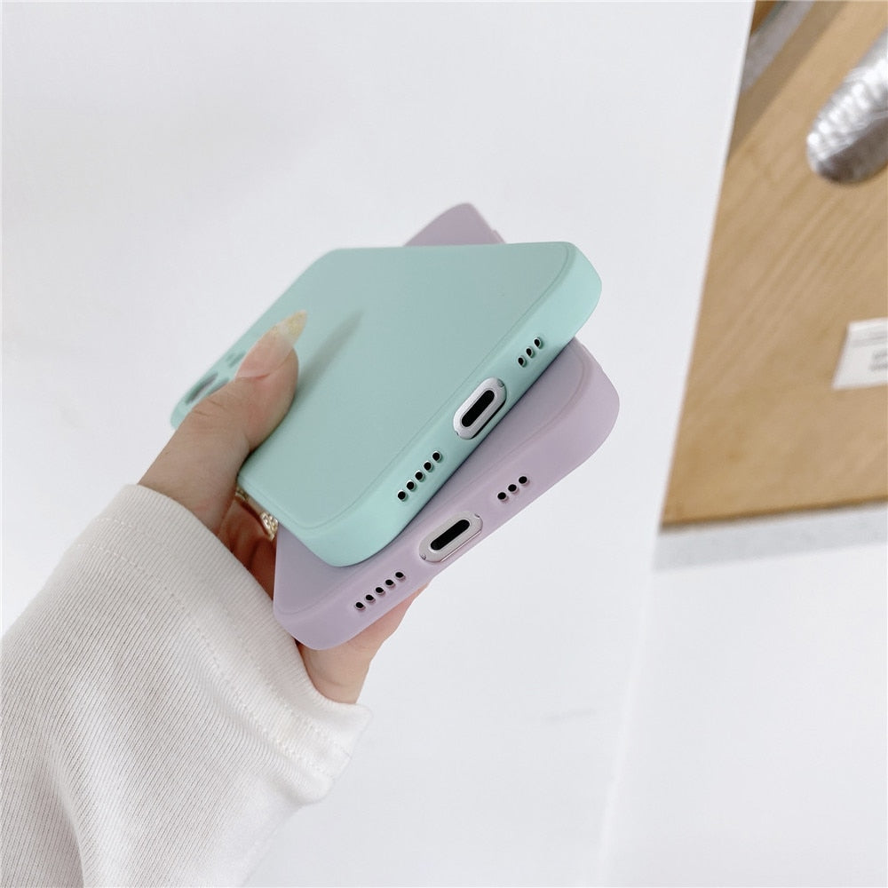 Anymob iPhone Case Light Purple Candy Color Straight Edge Soft Silicone Cover-Mobile Phone Cases-PEROZ Accessories