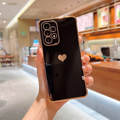 Anymob Samsung Pink With Bronze Plating Silicon Case Love Heart Side Pattern Phone Cover-Mobile Phone Cases-PEROZ Accessories