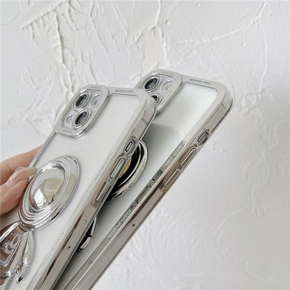Anymob iPhone Case Black Chromed Astronaut Foldable Holder Phone Cover-Mobile Phone Cases-PEROZ Accessories
