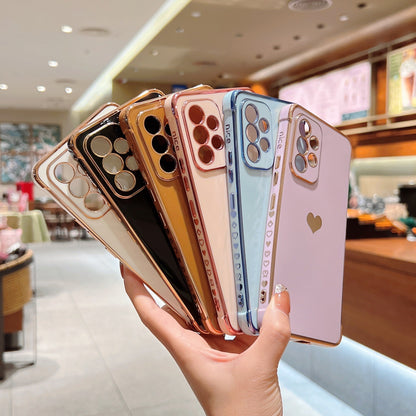 Anymob Samsung Pink With Bronze Plating Silicon Case Love Heart Side Pattern Phone Cover-Mobile Phone Cases-PEROZ Accessories