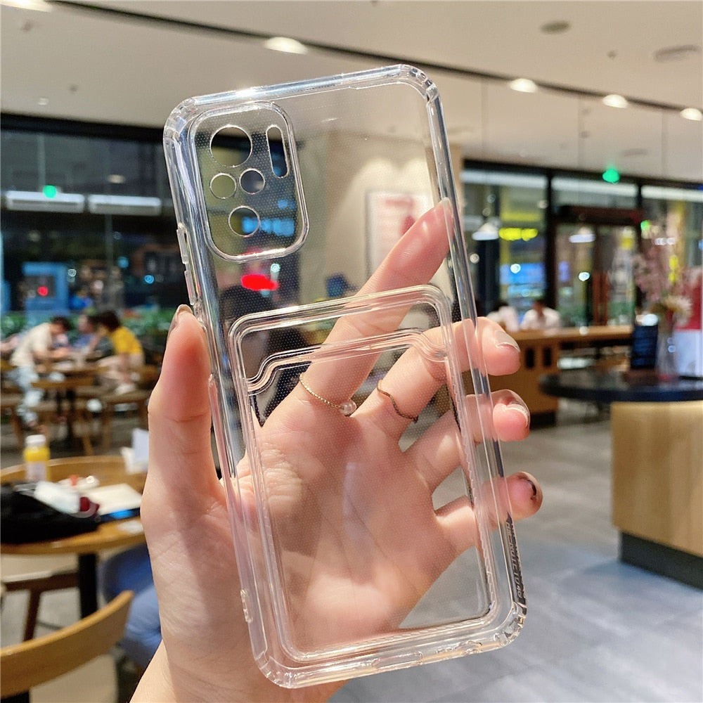 Anymob Xiaomi Redmi Case Transparent Card Slot Holder Phone Pocket Bag Cover Protection-Mobile Phone Cases-PEROZ Accessories
