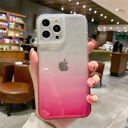 Anymob iPhone Case Yellow Green Gradient Soft Clear Diamond Camera Protection Cover-Mobile Phone Cases-PEROZ Accessories