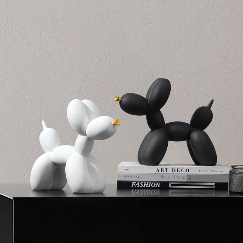 Anyhouz Home Figurine Nordic Balloon Dog Black with Gold Splatter Resin for Living Room Desktop Decoration Accessories Gifts-Sculptures &amp; Statues-PEROZ Accessories