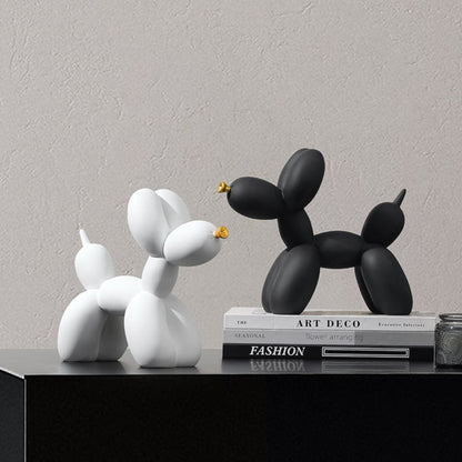 Anyhouz Home Figurine Nordic Balloon Dog Black with Gold Splatter Resin for Living Room Desktop Decoration Accessories Gifts-Sculptures &amp; Statues-PEROZ Accessories