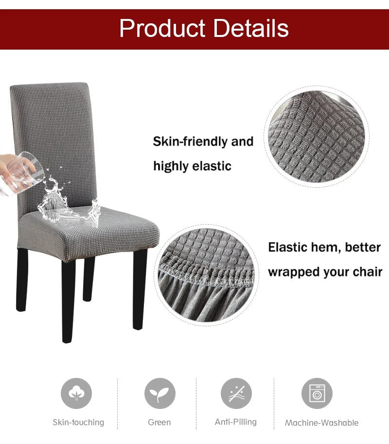 Anyhouz Chair Cover Black Corn Kernels Waterproof Universal Size for Dining Room Stretch Seat Slipcovers-Chair Cover-PEROZ Accessories