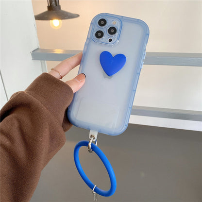 Anymob iPhone Case Blue 3D Love Heart Silicone Wristband Transparent Soft Bumper Back Cover-Mobile Phone Cases-PEROZ Accessories