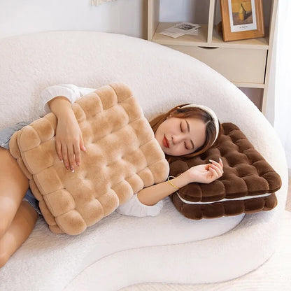 Anyhouz Plush Pillow Yellow Square Double Biscuit Shape Stuffed Soft Pillow Seat Cushion Room Decor-Pillow-PEROZ Accessories