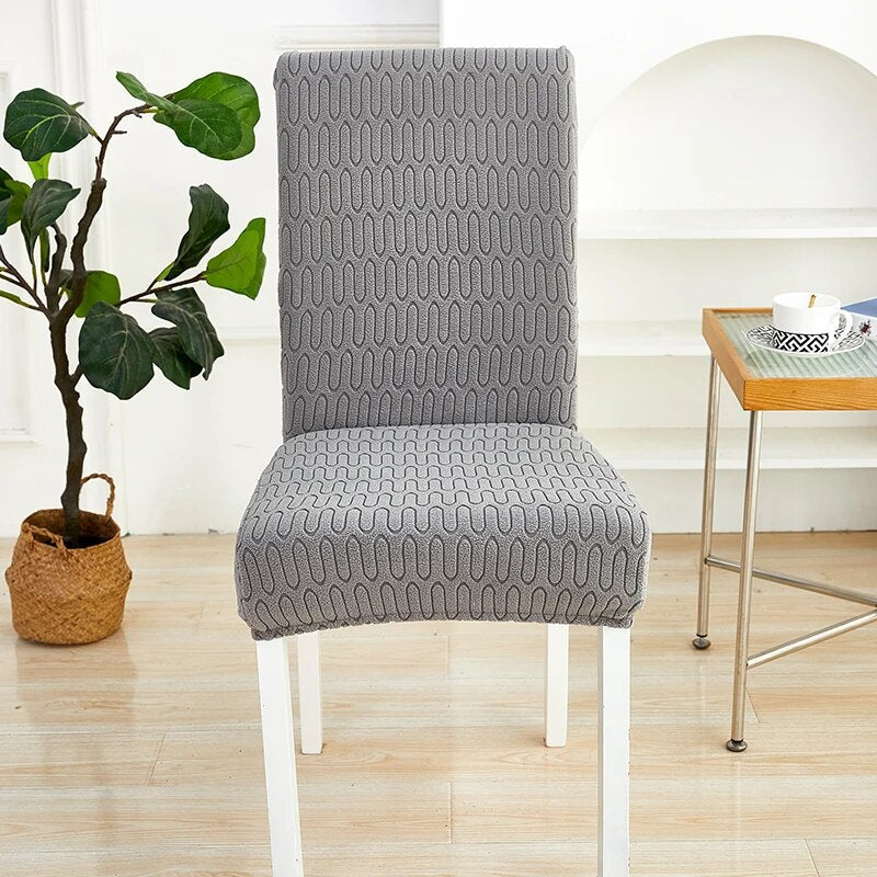 Anyhouz Chair Cover Dark Grey Wavey Lines Design with Elastic Material for Dining Room Kitchen Wedding Hotel Banquet Restaurant-Chair Cover-PEROZ Accessories