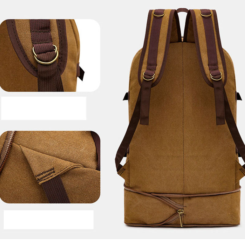 Anypack Backpack Khaki Travel Mountaineering Multi Functional Wear Resistant And Durable Backpack Extra Large Canvas Bag 60 Liters-Backpacks-PEROZ Accessories