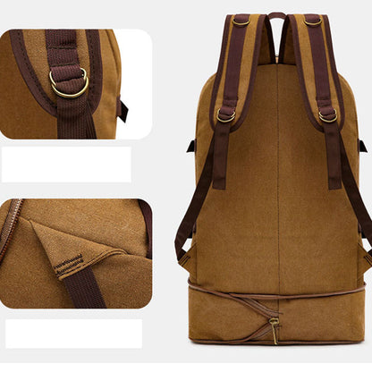 Anypack Backpack Khaki Travel Mountaineering Multi Functional Wear Resistant And Durable Backpack Extra Large Canvas Bag 60 Liters-Backpacks-PEROZ Accessories