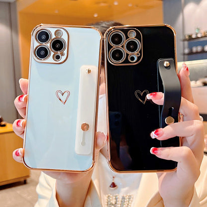 Anymob iPhone Case Turquoise Plating Wristband Love Heart Bracket Soft Cover-Mobile Phone Cases-PEROZ Accessories