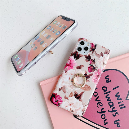 Anymob iPhone White Orchid Pattern Holder Case Flower Silicone Phone Cover-Mobile Phone Cases-PEROZ Accessories