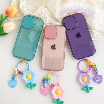 Anymob iPhone Pink Folding Makeup Mirror Phone Case With Flower Bracelet Protection Stand Cover-Mobile Phone Cases-PEROZ Accessories