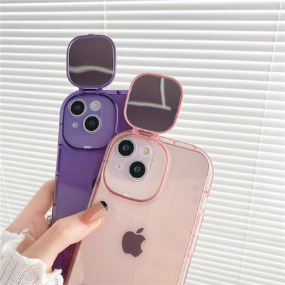 Anymob iPhone Pink Folding Makeup Mirror Phone Case With Flower Bracelet Protection Stand Cover-Mobile Phone Cases-PEROZ Accessories