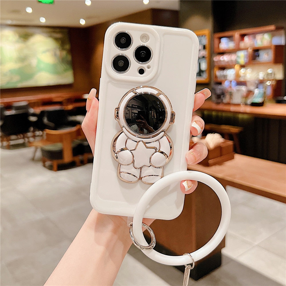 Anymob iPhone White Hand Ring Loop Soft Case Astronaut Folding Stand Holder Cover-Mobile Phone Cases-PEROZ Accessories