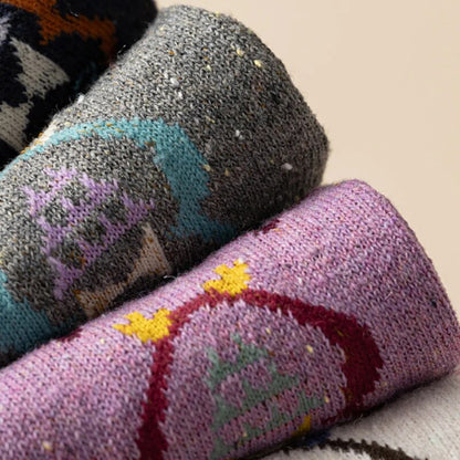 Anysox 5 Pairs Size 35-40 Mixed Color Owl Cartoon Fashion Socks High Quality Woollen Stockings Foot Wear-Socks-PEROZ Accessories