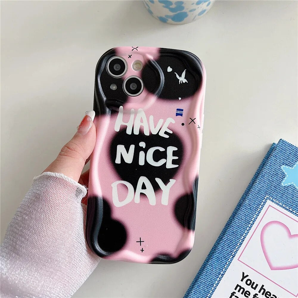 Anymob iPhone Case Shockproof Pink INS Graffiti Art Aesthetic Phone Case Lovely 3D Cream Soft Silicon Cover-Mobile Phone Cases-PEROZ Accessories