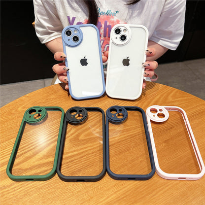Anymob iPhone Case White Round Camera Protection Shockproof Soft Bumper Frame Mobile Cover iPhone 11 12 Pro Max 13 Pro Max Compatible-Mobile Phone Cases-PEROZ Accessories