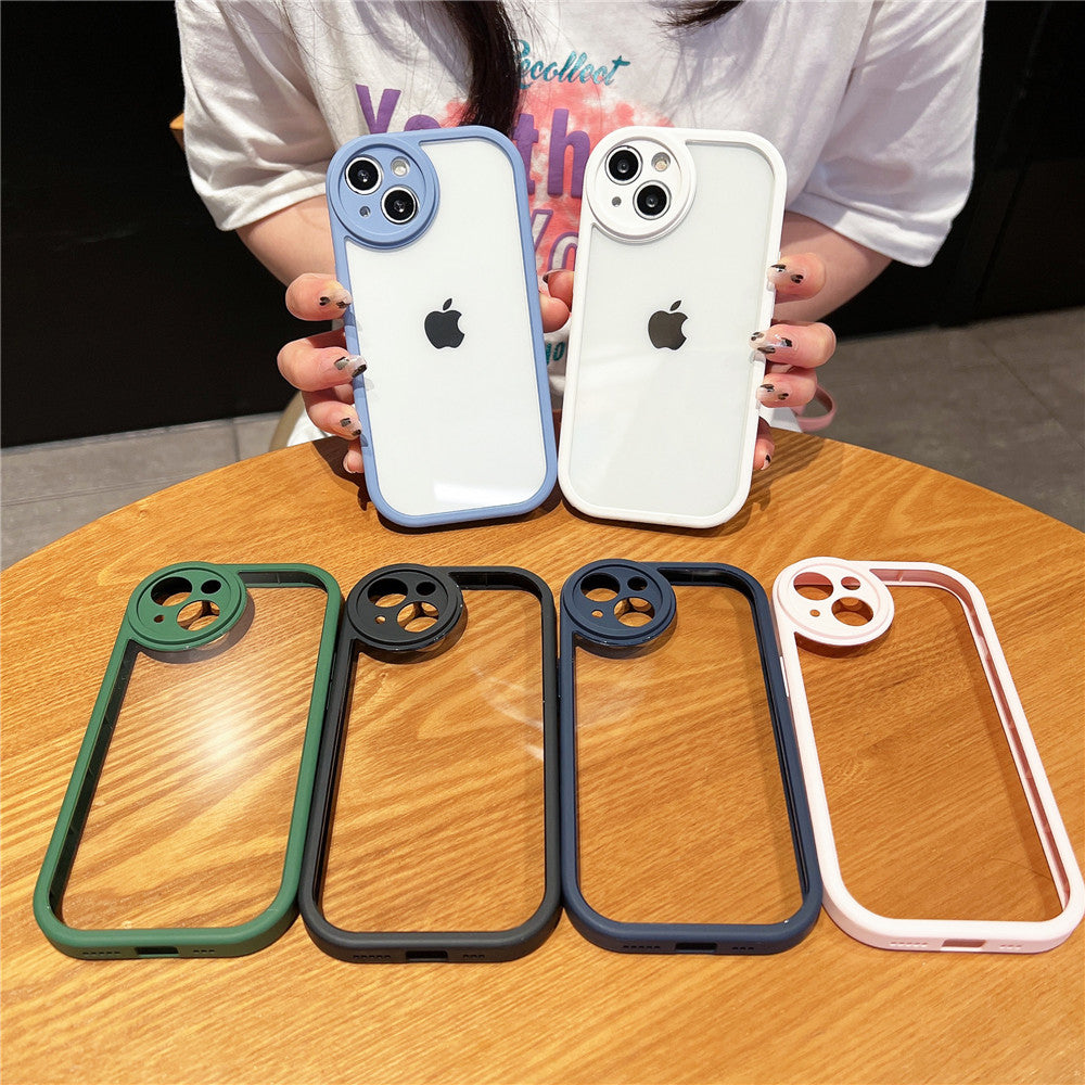 Anymob iPhone Case Pink Round Camera Protection Shockproof Soft Bumper Frame Mobile Cover iPhone 11 12 Pro Max 13 Pro Max Compatible-Mobile Phone Cases-PEROZ Accessories